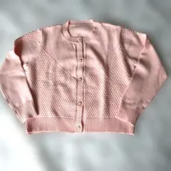 【新着】女性らしいピンク パール金ボタン付きカーディガン L サイズ