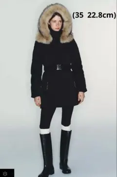 ZARA フラットリアルレザーブーツ　35 22.5cm