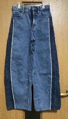 GU 2トーン　バレルレッグジーンズ　S