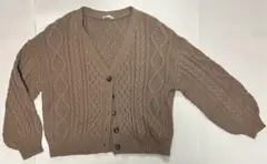【ケーブルニット カーディガン】　ブラウン