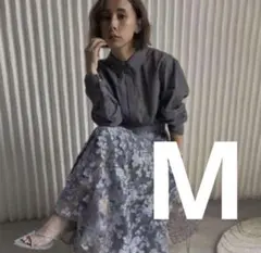 チ*ド様 【大人気】LACE LAYERED SHIRT DRESS グレーM