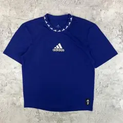 adidas ユベントスFC ICON Tシャツ 古着 刺繍ロゴ ブルー M
