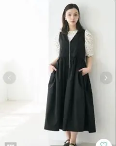 黒のジッパー付きノースリーブワンピース Mサイズ　coca