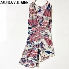 ZADIG&VOLTAIRE ノースリーブワンピース　アシンメトリー総柄　M相当