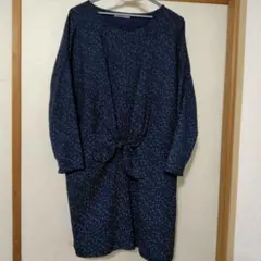 最終お値下げ！ネイビー花柄長袖ワンピース　美品