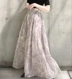 GRL グレイル 薄紫色 花柄 フレアロングスカート