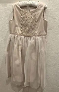 ジュニアドレス/ エレガントなホワイトと淡いオレンジベージュドレス 