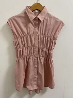 【新品】しまむらピンク 半袖ブラウス　えむサイズ