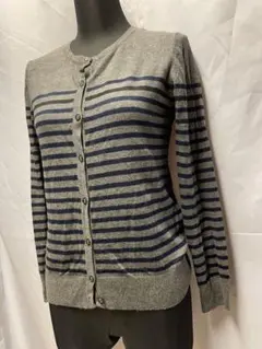 さらに値下げ‼️(100)CLOSSHI グレーとネイビーのストライプカーディガン