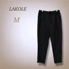 ラコレ スラックス イージーパンツ ズボン ウエストゴム 裏地あり ブラック M
