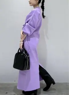ADAM ET ROPE' フォルムニットワンピース パープル