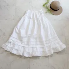 美品★ケティ ketty コットンボリュームフリルスカート　ホワイト　ガーリー