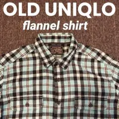 オールドユニクロ　OLD UNIQLO フランネルシャツ　ターコイズブルー系