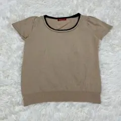 Apuweiser-riche 半袖ニット バイカラーデザイン パフスリーブ