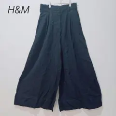 H&M ガウチョパンツ ワイド M~L 黒 ハイウエスト ゆったり シンプル