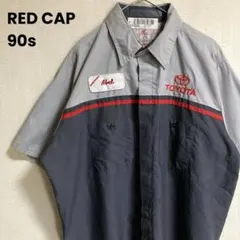 90s RED CAP ワークシャツ TOYOTA 企業ロゴ 刺繍のサムネイル