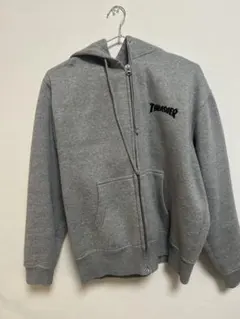 THRASHER グレー ジップアップフーディ