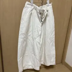 ホワイト ストレートデニム ゴム入りウエスト