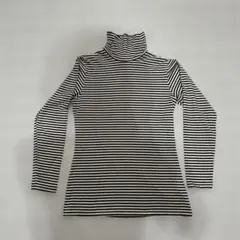 美品　ユニクロ　ヒートテック　ストライプ タートルネック 長袖トップス　XL