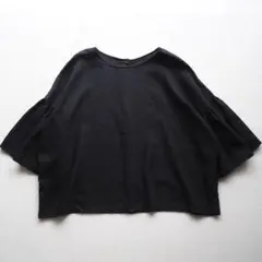 定価1.76万 ビアズリー 前後2way リネンニットベスト ブラック リネン