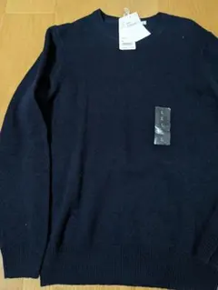 新品　タグ付き　UNIQLO　ユニクロ　ラムウール　メンズL　ネイビー