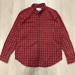 Columbia 赤　チェック柄　長袖シャツ　開襟シャツ　コロンビア　L 古着のサムネイル