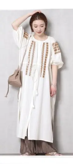 値下　フリークスストア　WEB限定　2way 刺繍ロングシャンワンピ　コットン