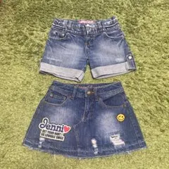 Sister Jenni 140cm デニムスカート　デニムパンツ　２点セット