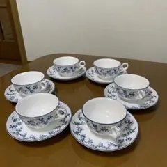 【未使用品】ノリタケ 青い花柄 カップ＆ソーサー 6個セット