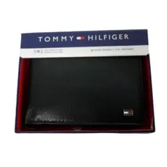 新品 トミーヒルフィガー レザー 二つ折り 財布 ブラック スキミング防止機能付