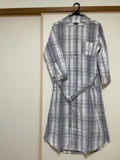 niko and… グレー系チェック 長袖シャツワンピース