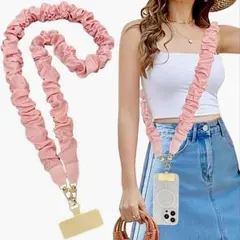 ⭐️新品⭐️ スマホストラップ ショルダーストラップ ピンク シュシュ かわいい
