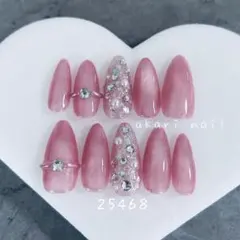 現品　リングネイル　アーモンド　ピンク　オフィス　ちゅるん　ガーリー　韓国量産