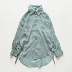 美品【jumelle】シアーリボンシャツ 長袖ブラウス シースルー 羽織り 薄手のサムネイル