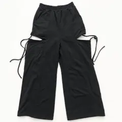 GRL グレイル 黒 ワイドパンツ ウエストゴム F