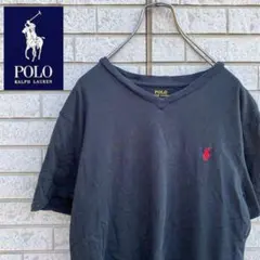 【人気】ポロバイラルフローレン 刺繍ロゴ ワンポイント Tシャツ 黒 ブラック