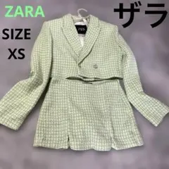 ZARA グリーン ツイード クロップドジャケット と キュロット のセット