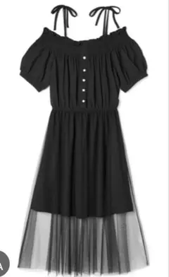 新品 GRL グレイル ブラック ワンピース チュールオフショルダー