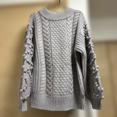 CALNAMUR グレー ケーブルニットセーターのサムネイル