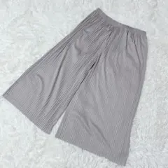 【c3452】ハーフパンツ　ワイドパンツ　とろみ　プリーツ　グレー