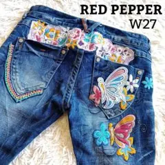 レッドペッパー ロゴ刺繍 蝶 ブーツカット フレアデニムパンツ Y2K W27のサムネイル