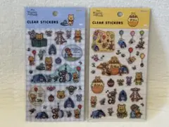 新品★キディランド購入★バンダイ★くまのプーさん★ぷっくりクリアステッカー2種類