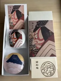 錦松梅 陶器製容器 2個セット 歌舞伎役者＆富士山