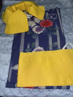 花柄浴衣・黄色帯(作り帯)セット