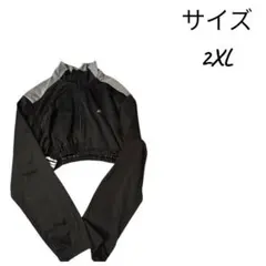 adidasナイロン クロップドリメイクジャケット 2XLブラックゆったりサイズ