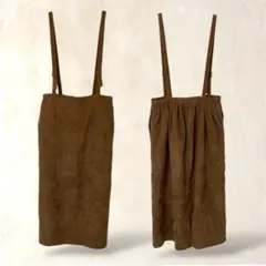 ナイスクラップ　吊りスカート　タイト　F　茶色　コーデュロイ　ロング丈　ポケット