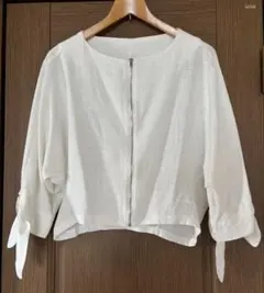 オフホワイト ノーカラージャケット