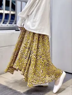 【美品】Ungrid レオパード柄ロングスカート マスタード フリーサイズ 春夏