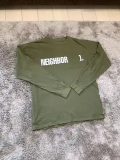 NEIGHBOR ロゴ付き長袖カットソー オリーブグリーン
