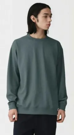 無印良品　 ＵＶカット乾きやすいワッフルクルーネック長袖　スモーキーブルー XL